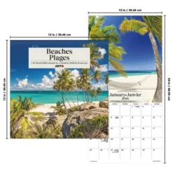 Trends International 2026 Beaches Bilingual French 12"x12" Wall Calendar -Everyday Fan & Home GUEST 2b461efa afce 4edf b668 0023eb28d3d4