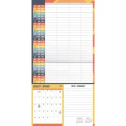 Trends International Inc. 2023-24 Wall Calendar 12"x12" Family Planning With Stickers Bilingual English/French