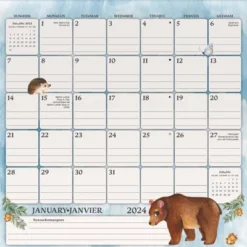 Trends International Inc. 2023-24 Wall Calendar 12"x12" Bilingual English/French Animals Magnetic